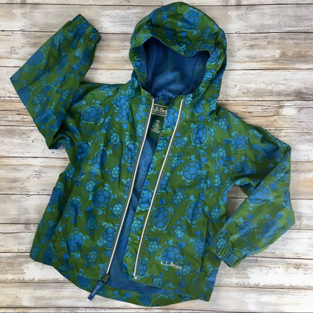 LL Bean Rain Jacket Windbreaker Turtles Sz 5-6 🐢